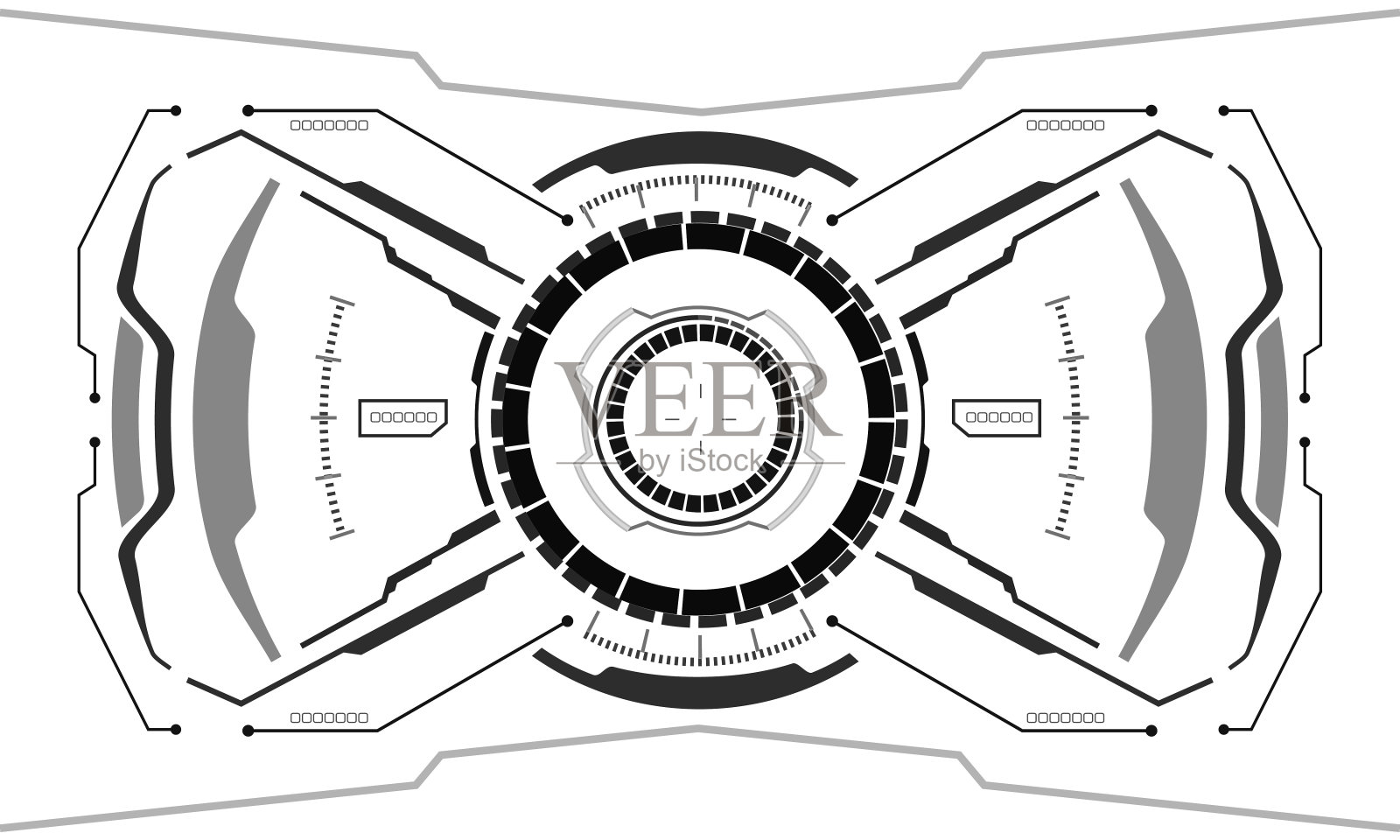 HUD科幻界面屏幕视图灰色几何白色设计虚拟现实未来科技创意显示向量插画图片素材