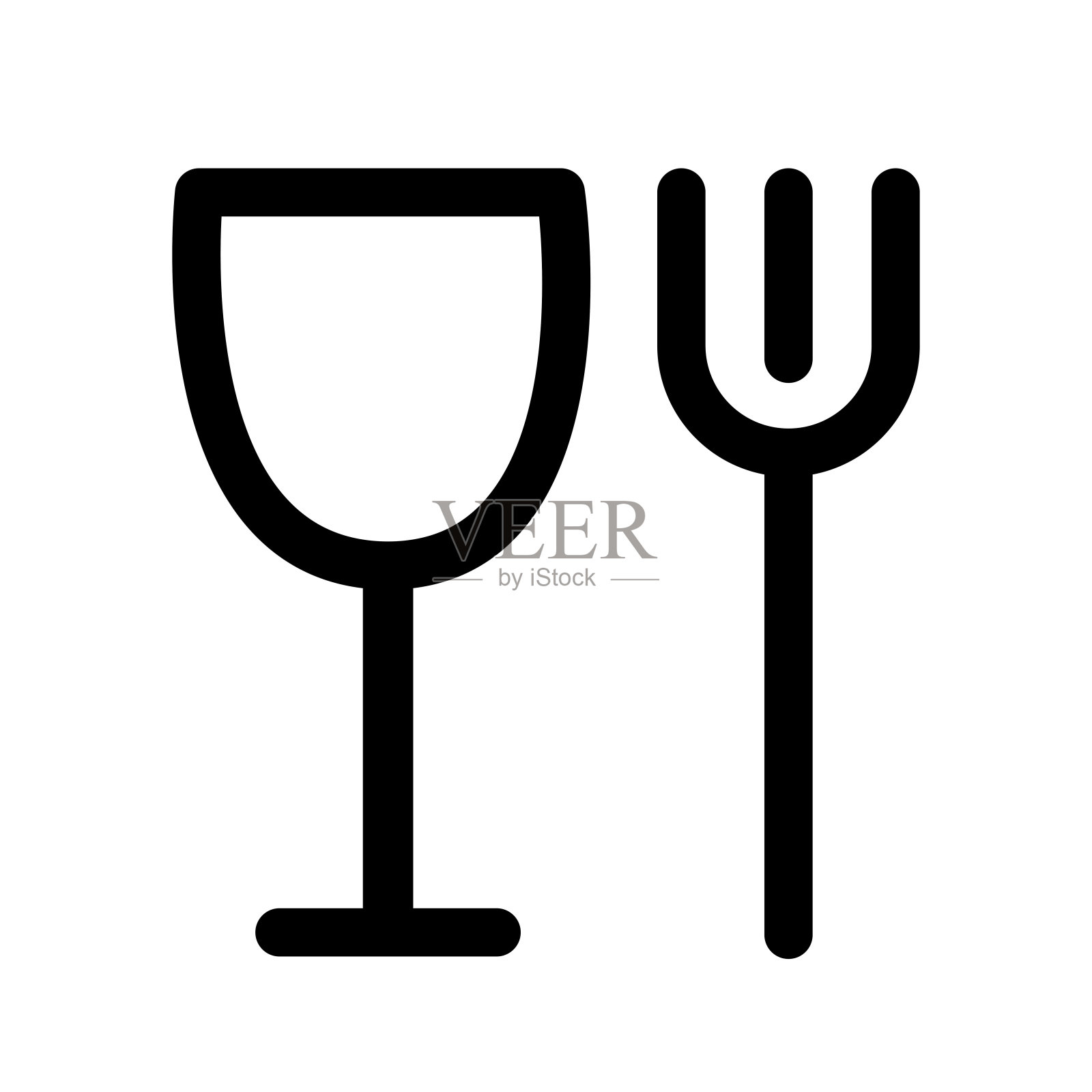 食品安全标志。国际包装标志。无毒材料标志,玻璃和叉子。唛头插画图片素材