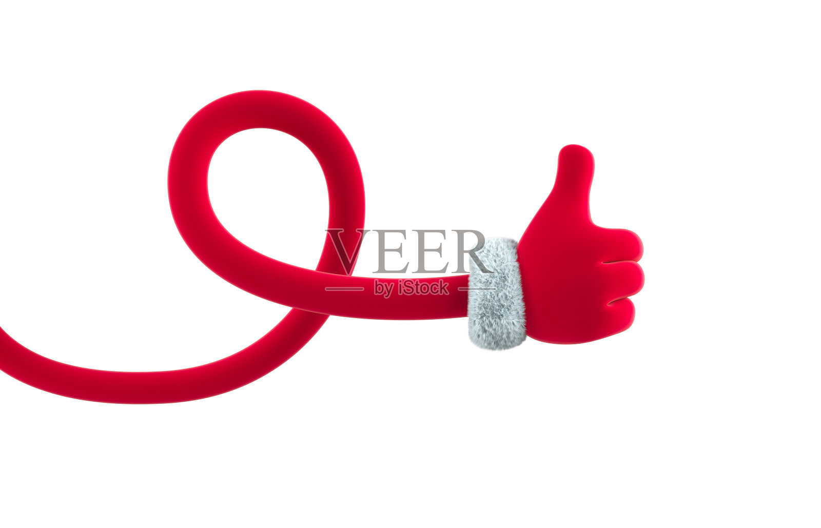 圣诞老人灵活的手显示拇指向上或类似的手势。圣诞节和新年活动的概念。三维渲染照片摄影图片