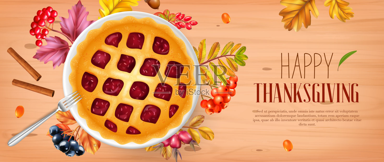 感恩节快乐横贴插画图片素材