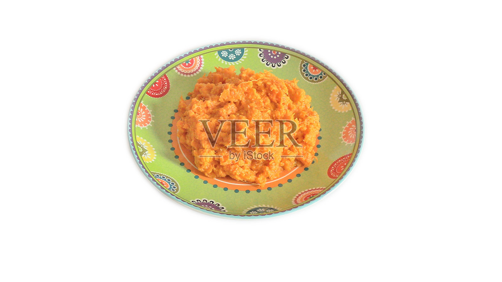 白底盘里的红薯泥照片摄影图片