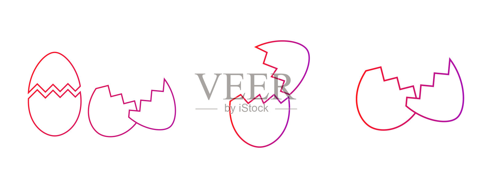 破蛋图标。破碎的鸡蛋梯度图标符号矢量插图插画图片素材