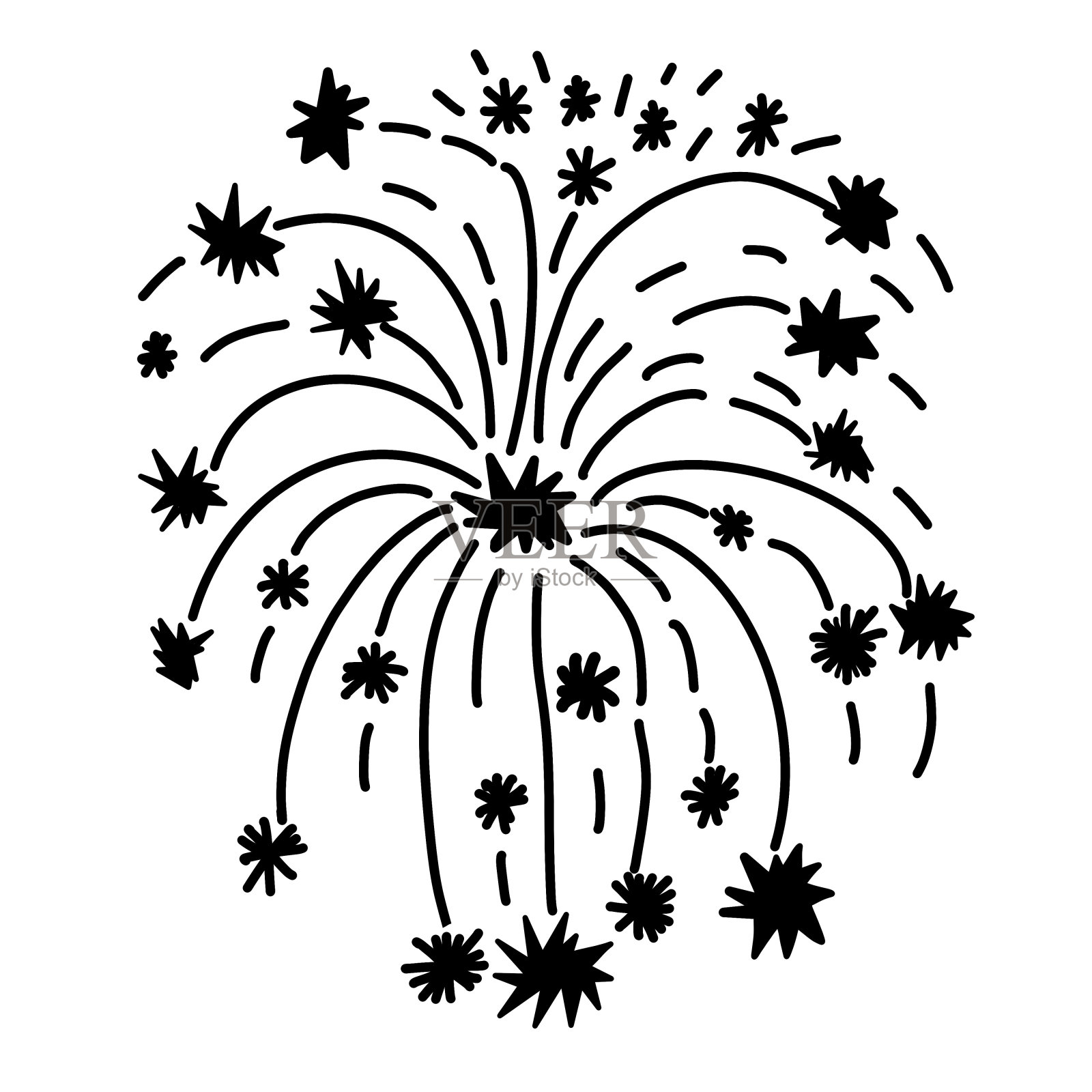 涂鸦烟花庆祝。卡通活动彩纸。插画图片素材