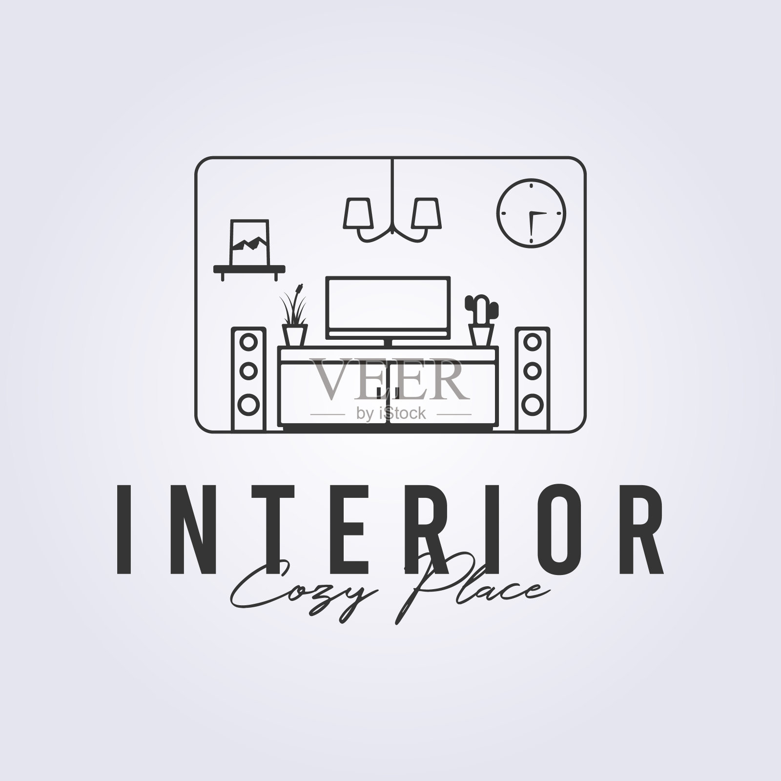 室内家具房间标志符号图标符号矢量线条艺术插图设计插画图片素材