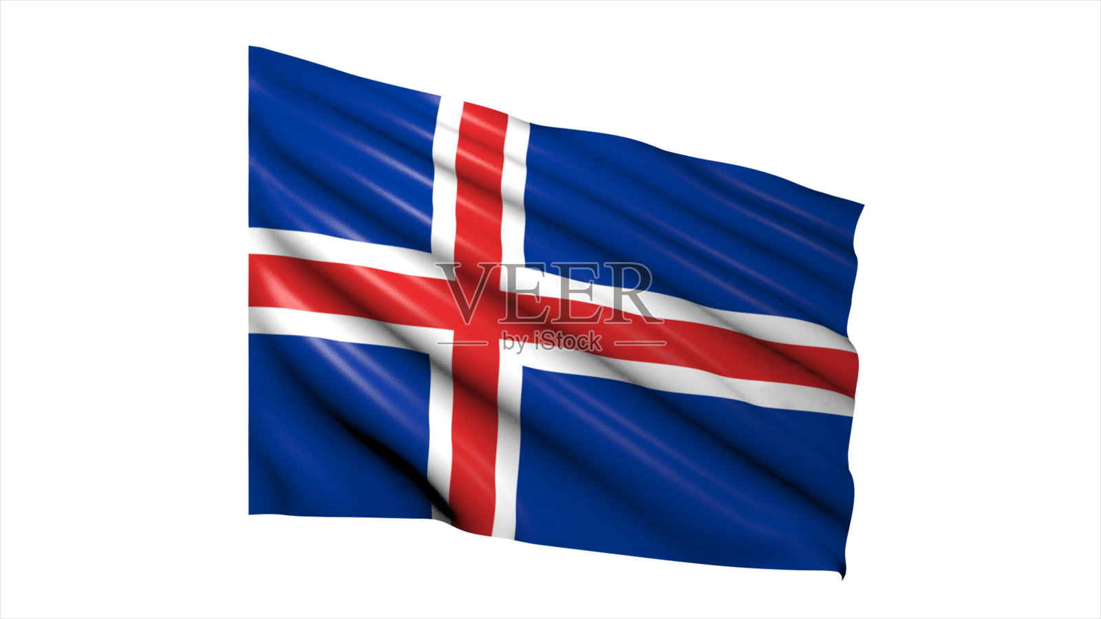 冰岛白底国旗。照片摄影图片