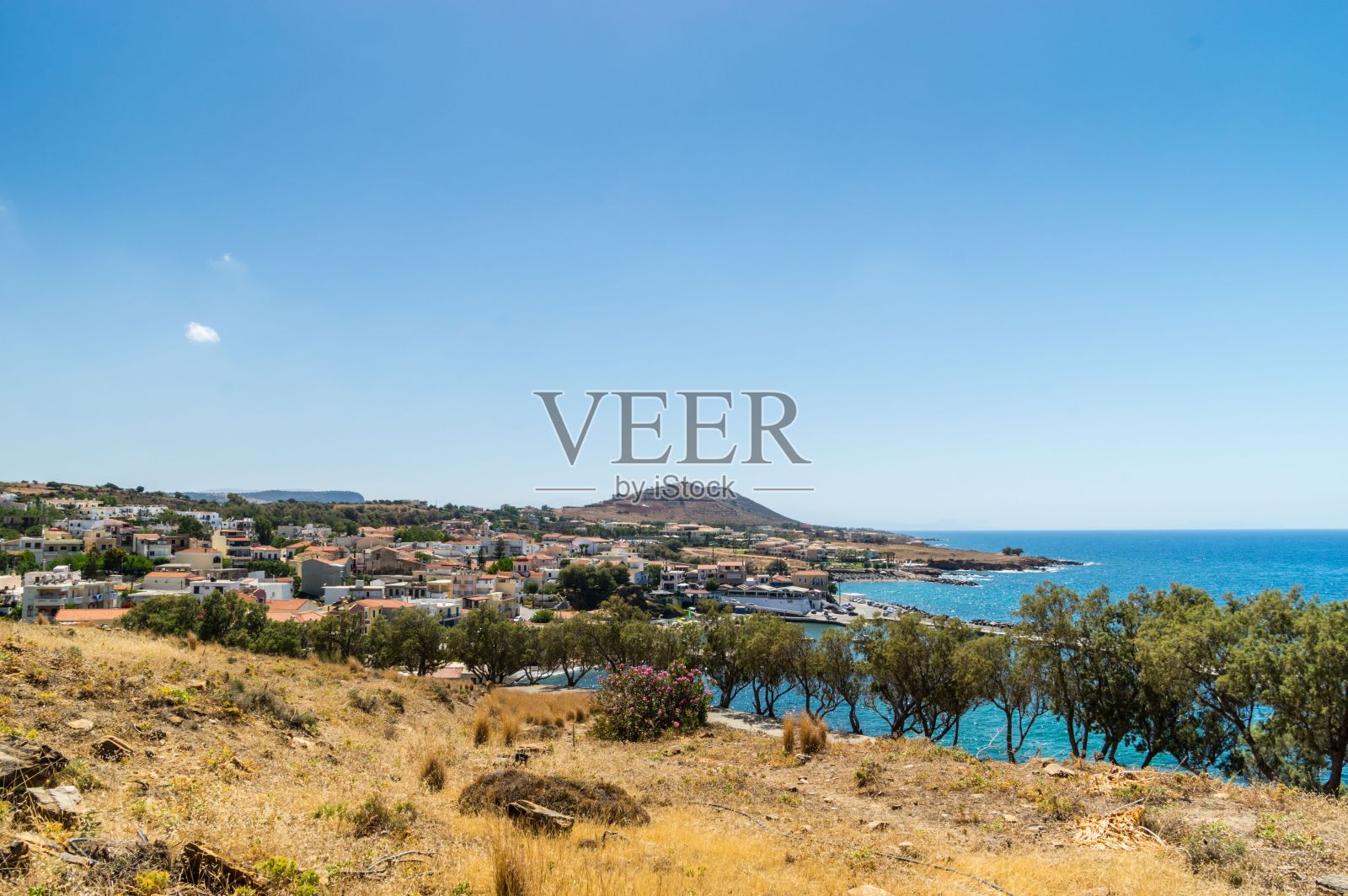 希腊克里特岛令人惊叹的地中海景观鸟瞰图照片摄影图片