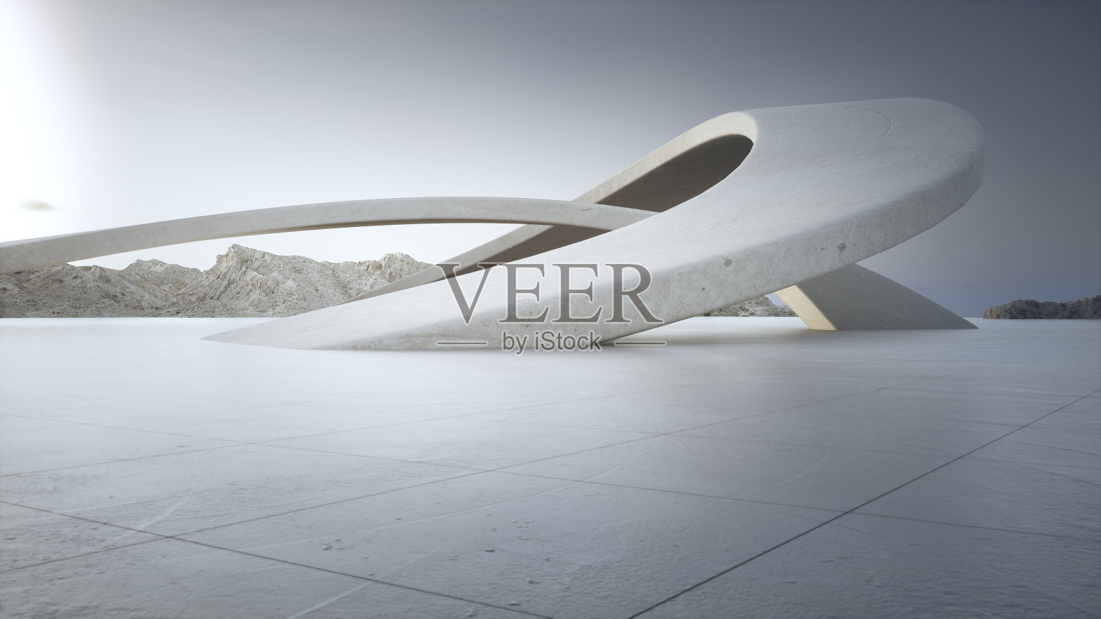 抽象建筑设计现代建筑三维效果图。照片摄影图片