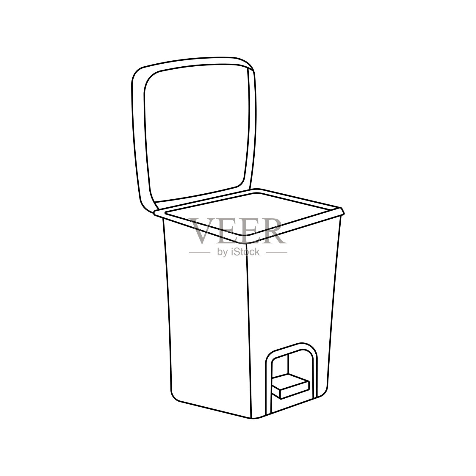 手绘卡通矢量插图垃圾箱图标在涂鸦风格插画图片素材