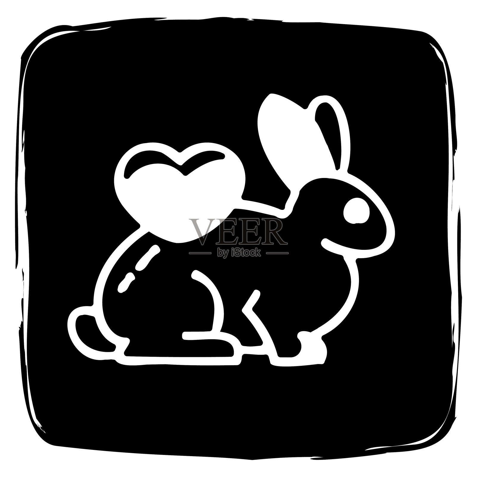 兔子与心脏矢量线图标。无残忍,不测试动物图标。插画图片素材