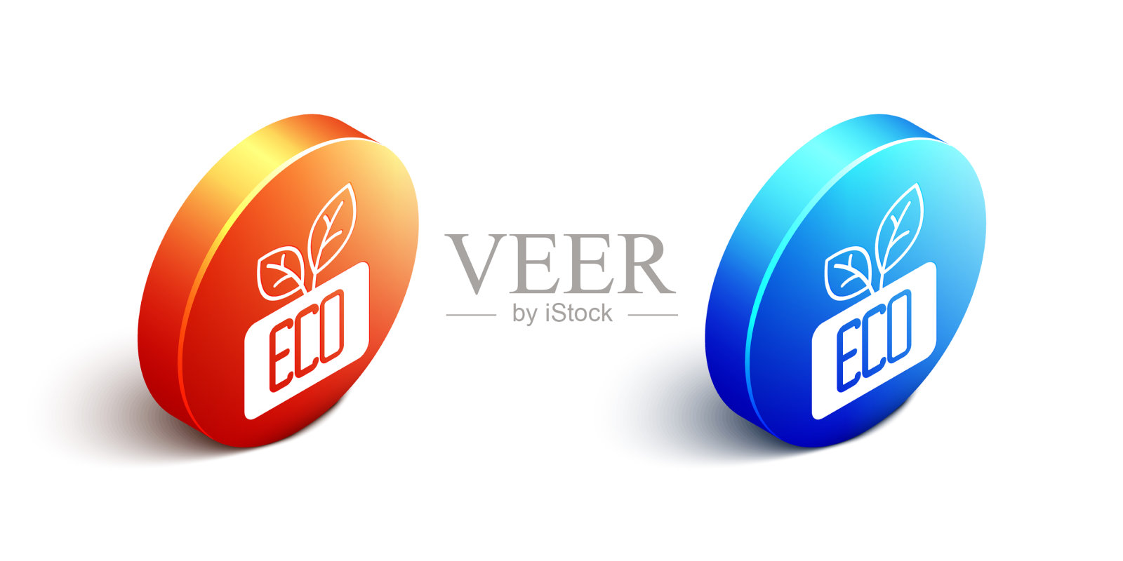 等距叶生态符号图标孤立在白色插画图片素材