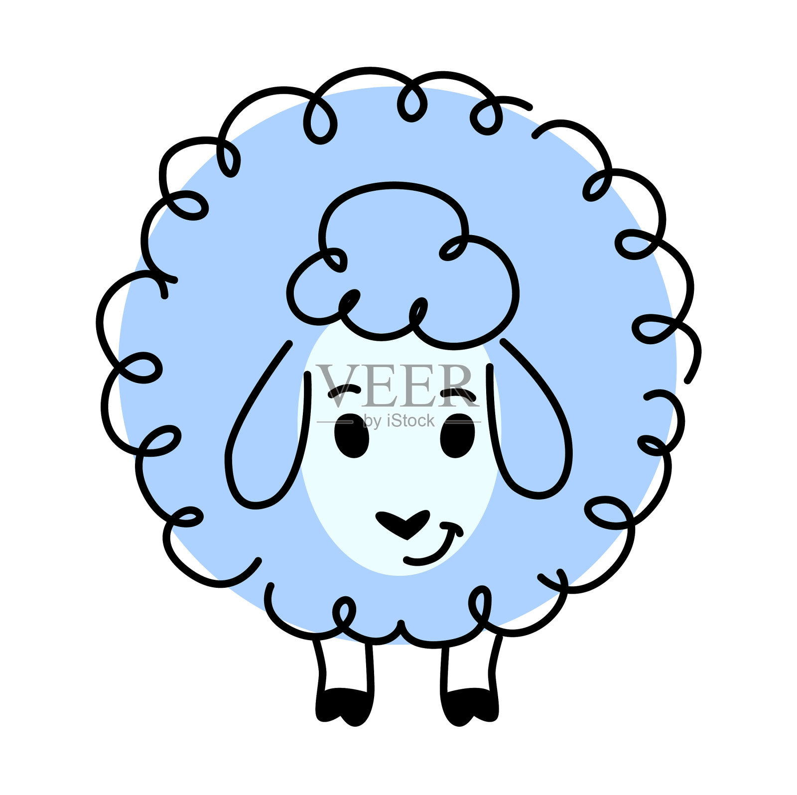 数学形状的卡通羊动物设计元素图片