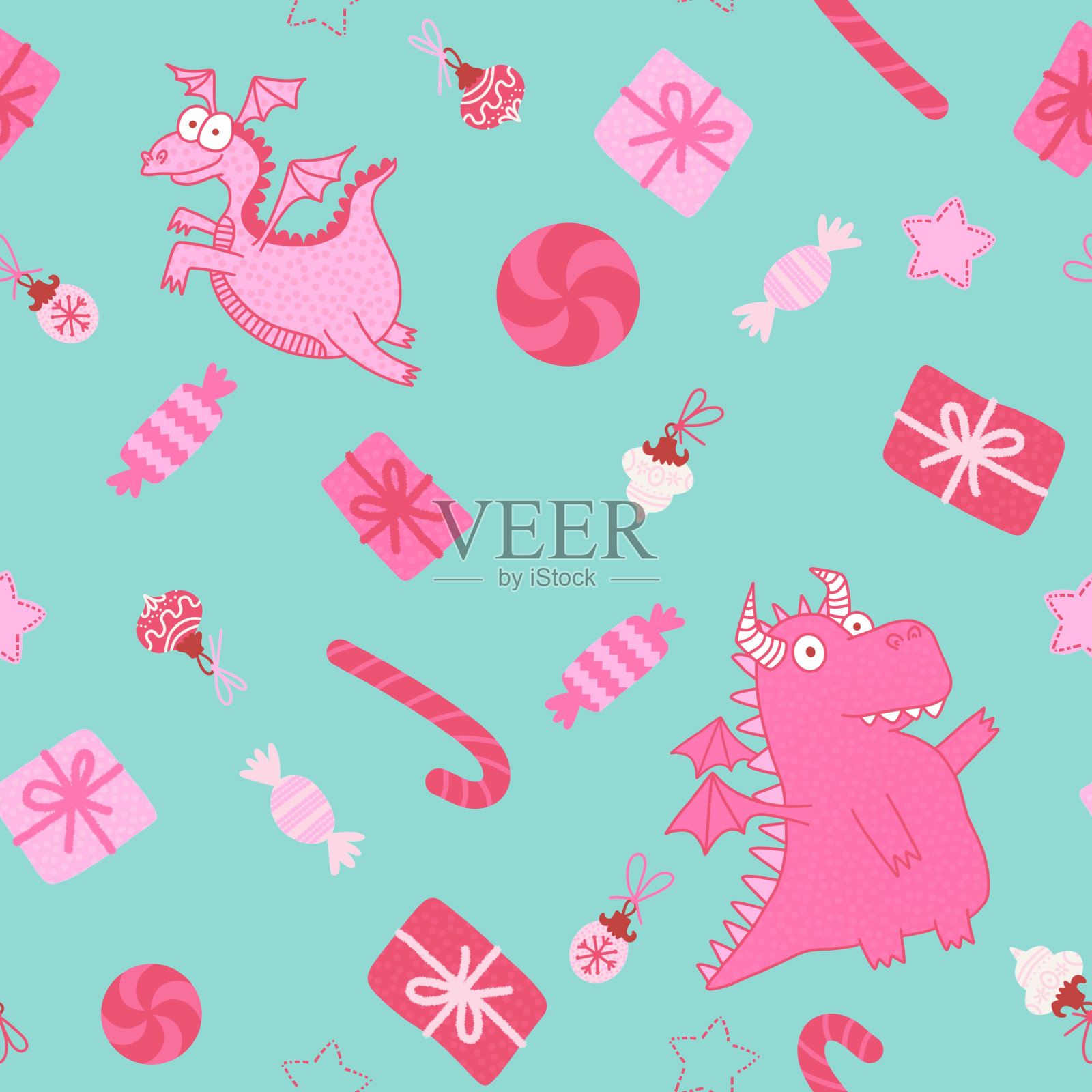 孩子无缝龙恐龙怪物图案织物和纺织品插画图片素材