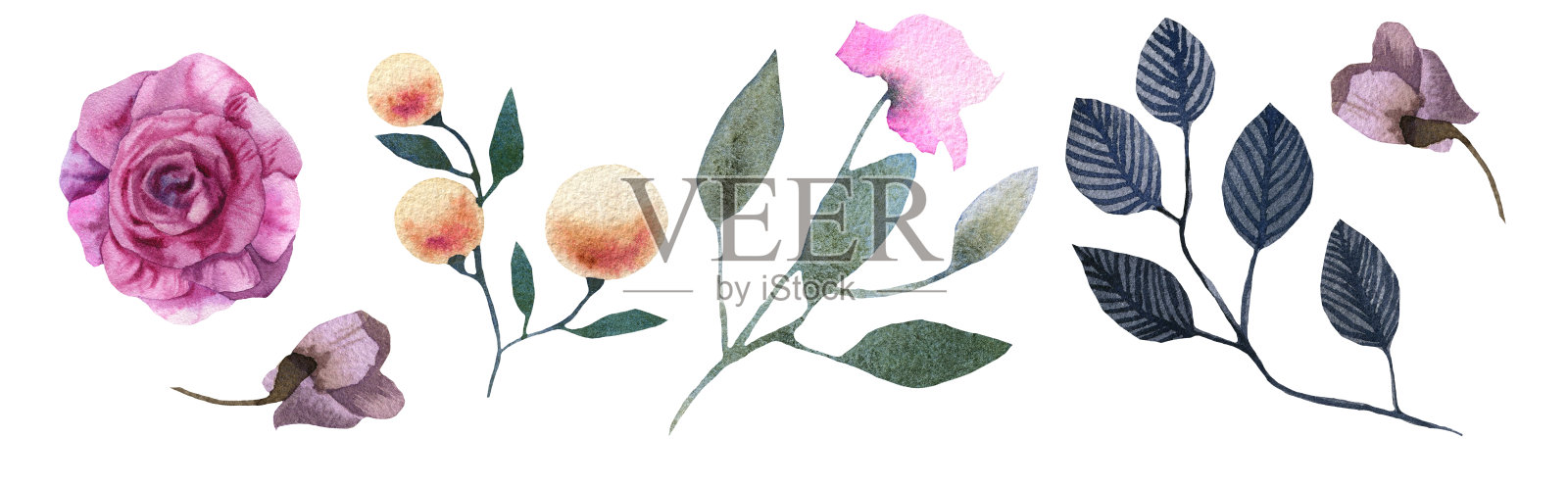 春花水彩画套装插画图片素材