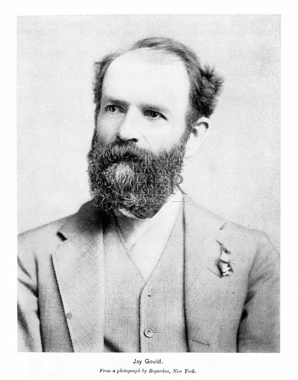 杰伊古尔德照片肖像,铁路大亨,19世纪的历史插画图片素材