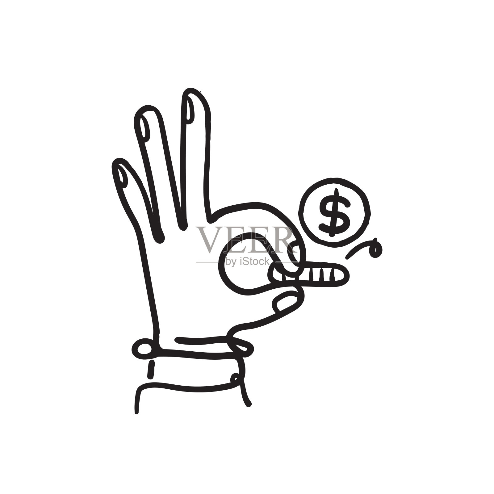 连续线条绘制。手握钱插图图标向量插画图片素材