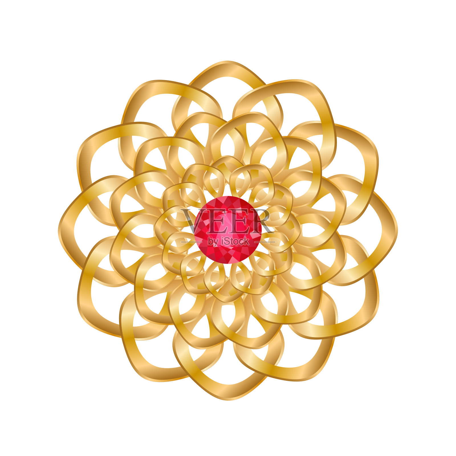 红宝石金色垂坠耳环插画图片素材