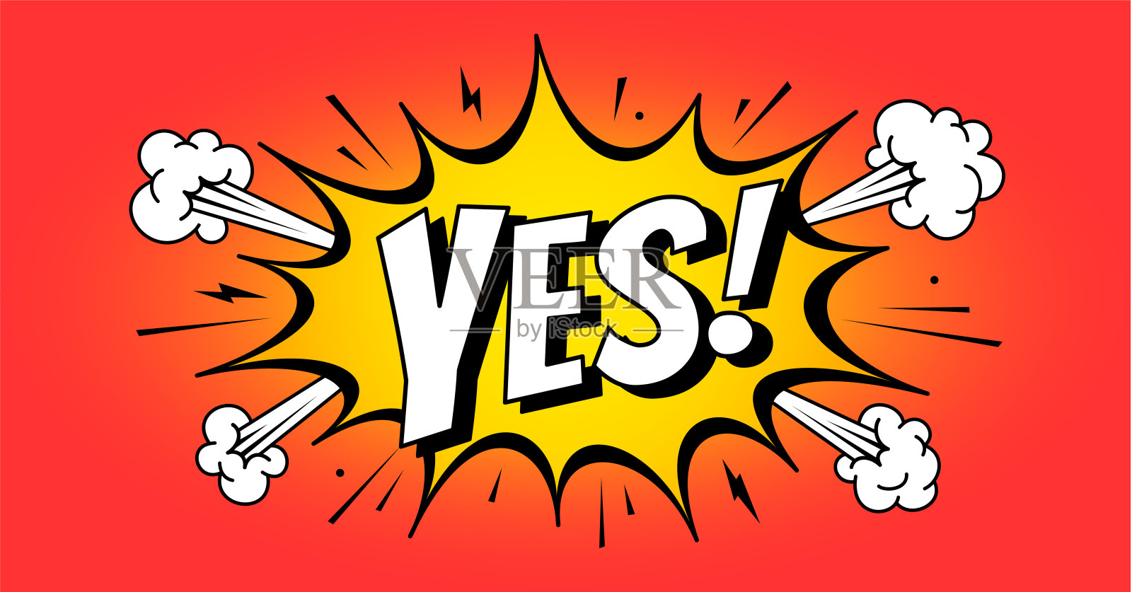 Bang Boom Speech Bubble with text Yes插画图片素材