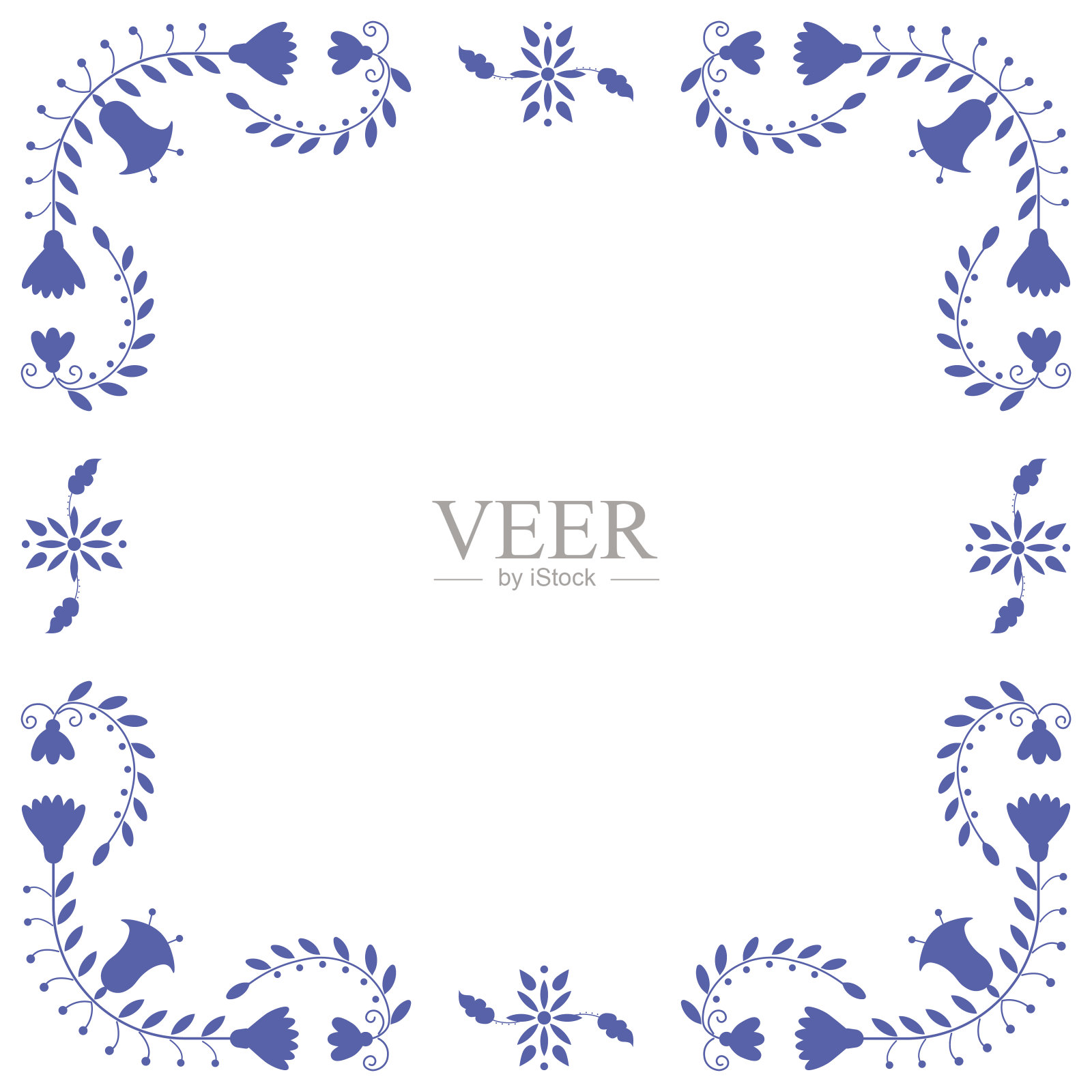 民间刺绣单色框。设计模板的节日邀请,婚礼和生日邀请卡,贺卡,餐厅菜单。墨西哥Otomi Tenango刺绣风格。方形花边。向量插画图片素材