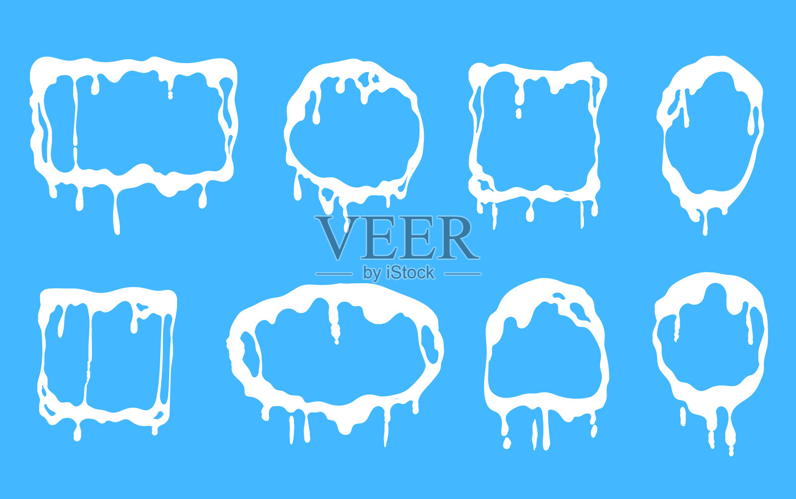 牛奶飞溅形状圆形框架滴奶油隔离设置。矢量平面图形设计插图插画图片素材