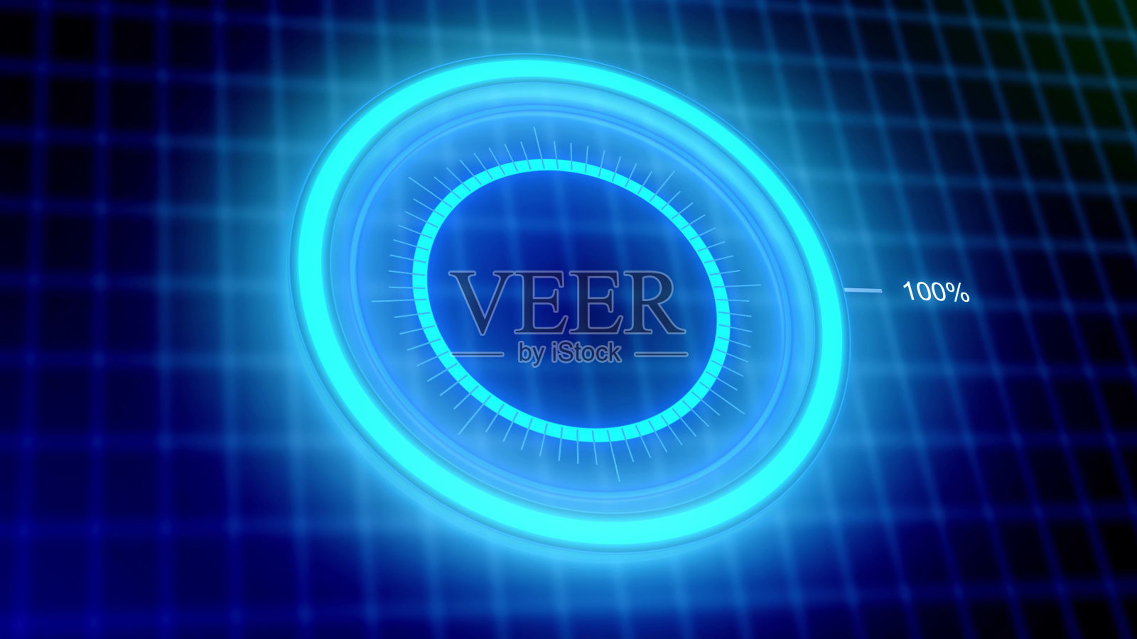 带线路的数字圆,抽象圆蓝技术背景。照片摄影图片