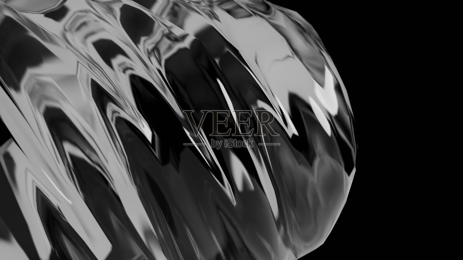 抽象的背景3d插图与扭曲的几何形状的玻璃照片摄影图片