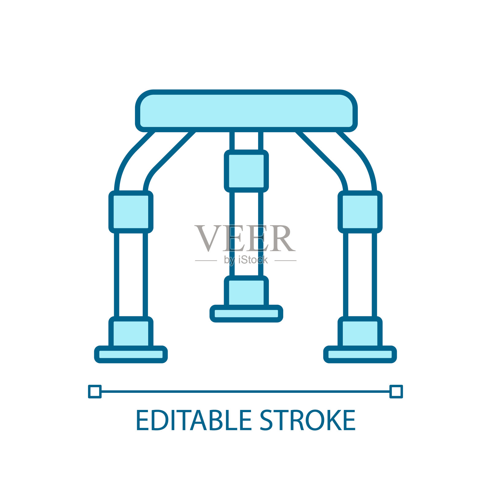 2D可定制细线蓝色淋浴凳图标插画图片素材