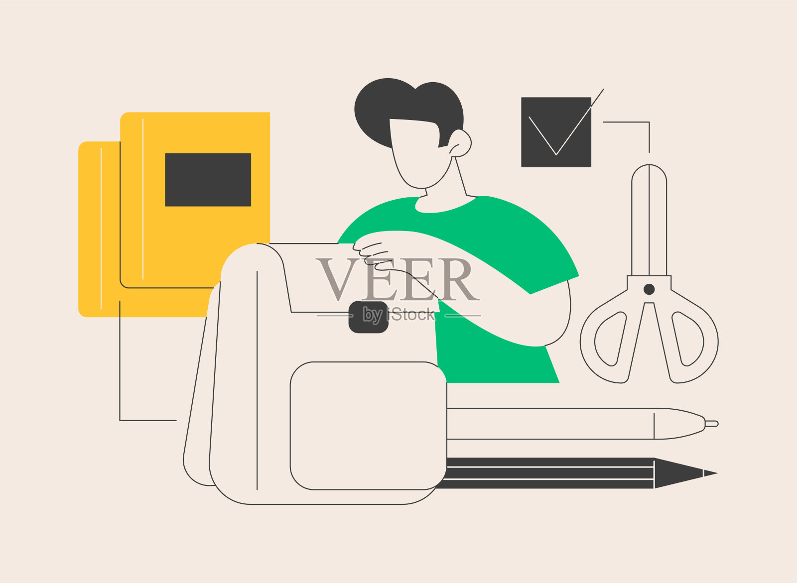 学校用品抽象概念矢量插图。插画图片素材