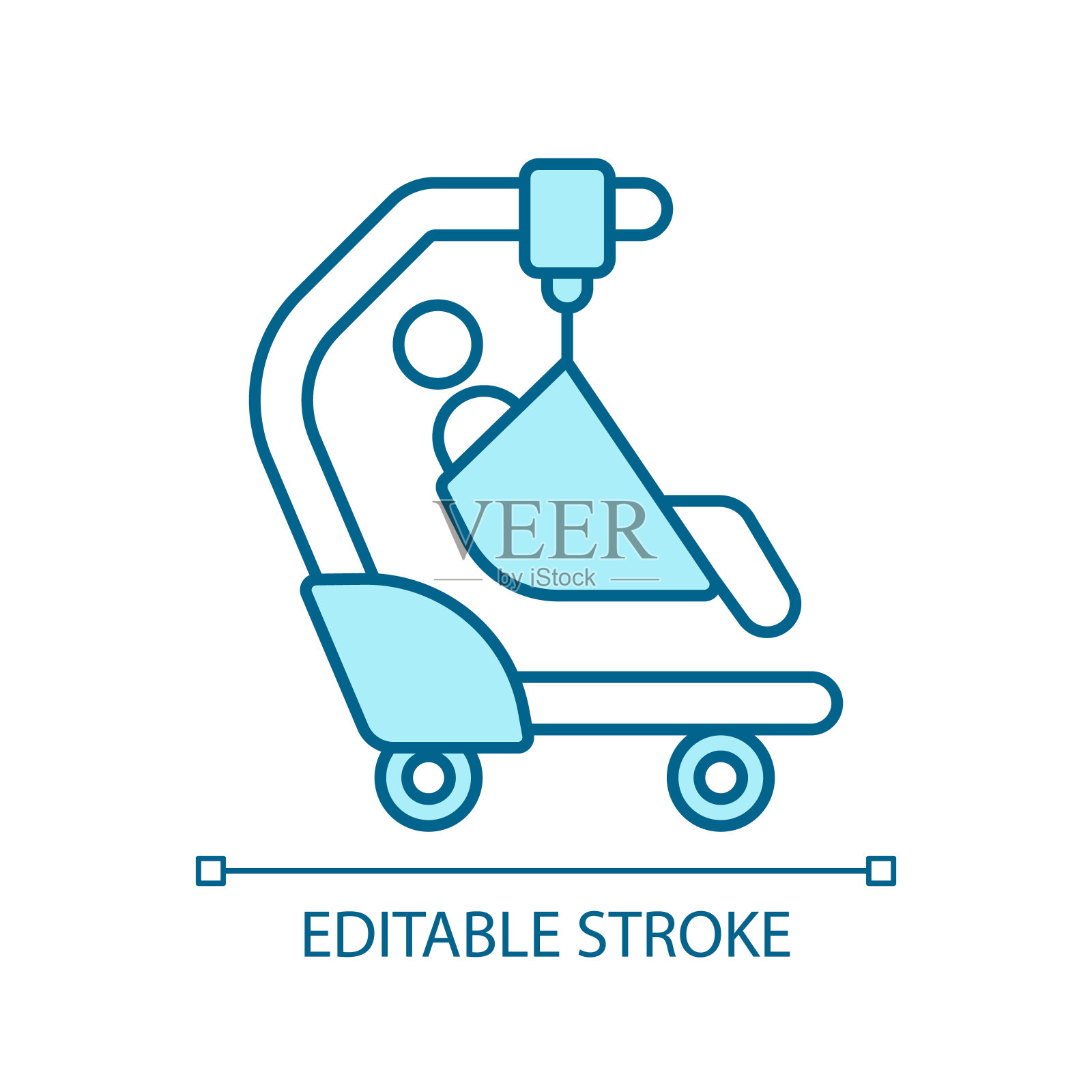 2D可定制细线蓝色病人吊带图标插画图片素材