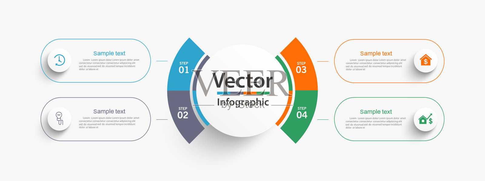 矢量信息图模板与图标和4个选项或步骤插画图片素材