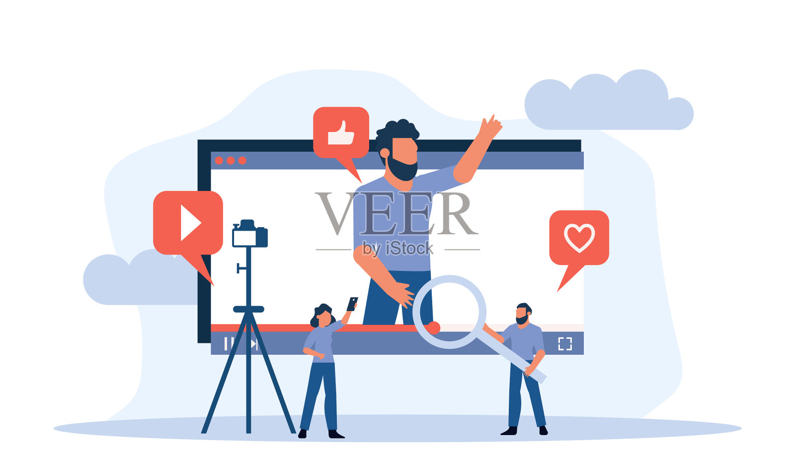 博主用数码相机记录媒体视频插画图片素材