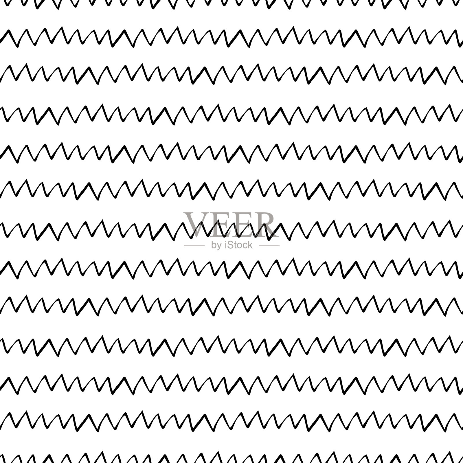 无缝图案与手绘之字形。背景与波浪为您的设计。插画图片素材