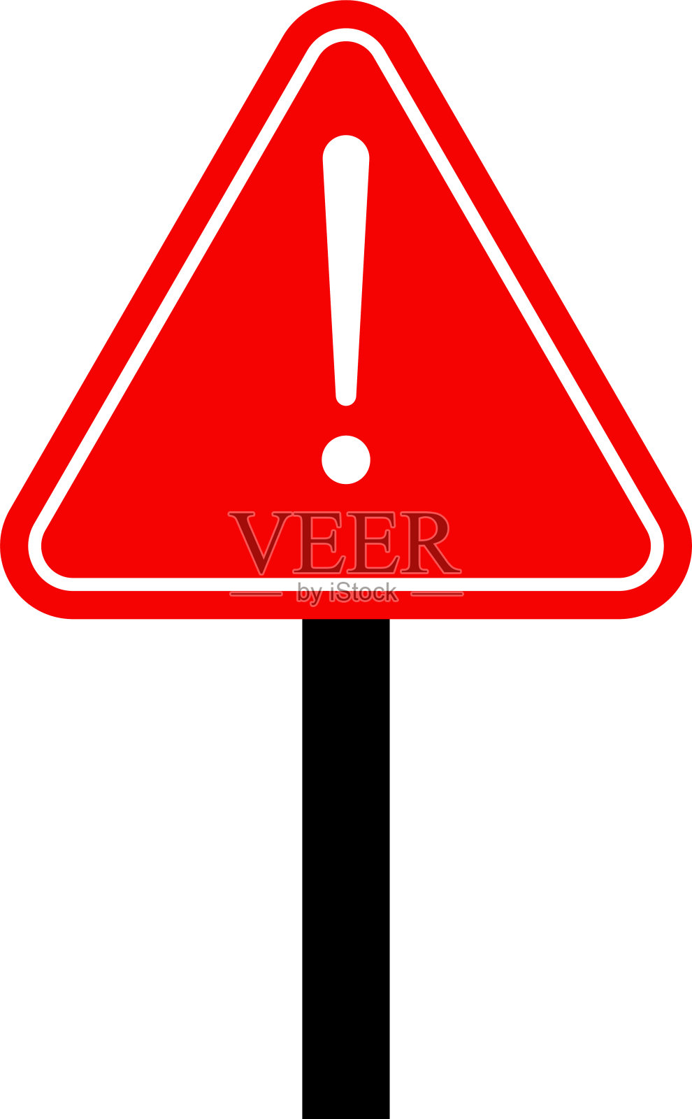 感叹号在三角形符号图标孤立的白色背景。危险警示标志,小心,注意,危险警示标志。矢量图插画图片素材