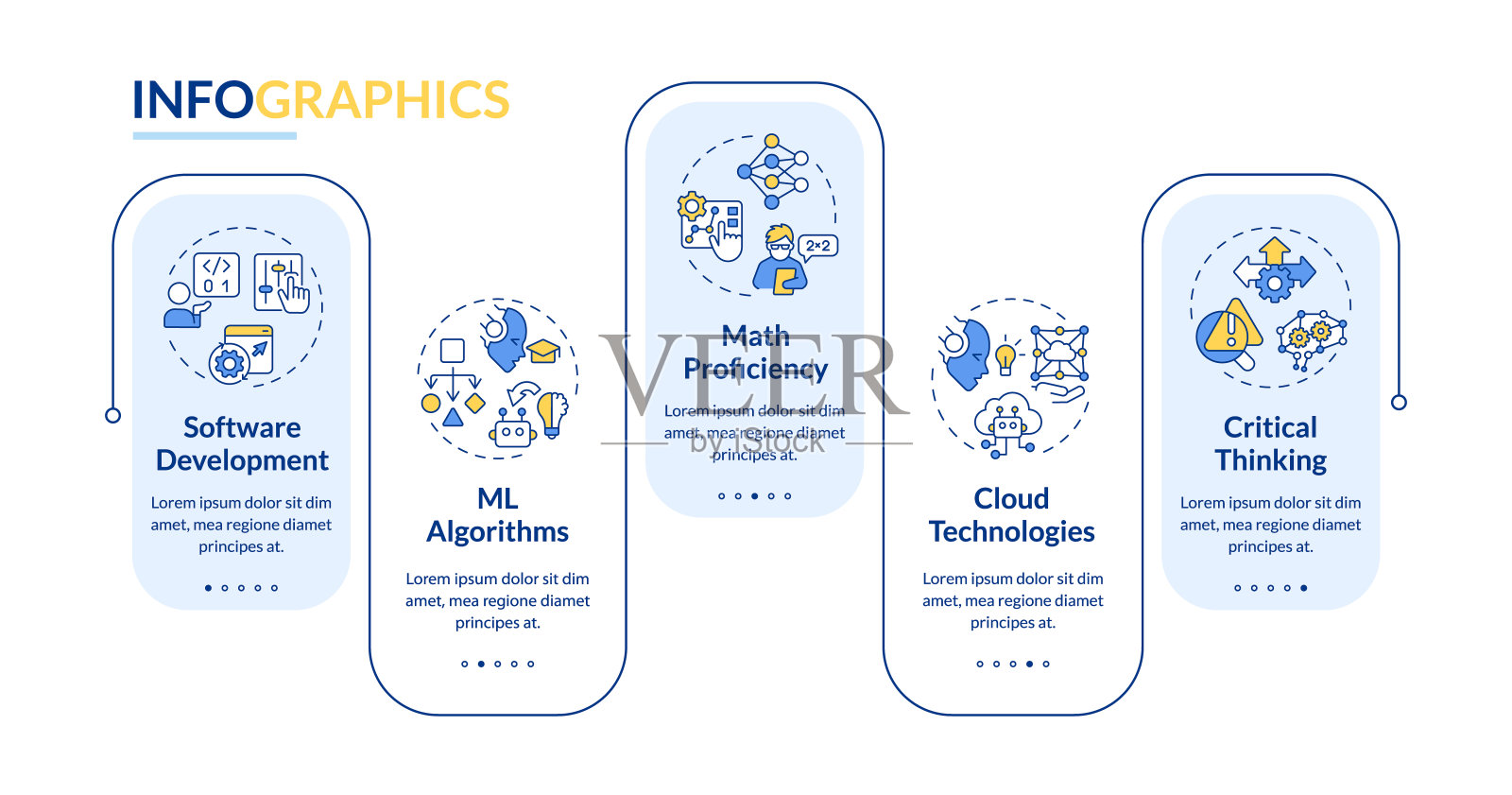 彩色AI工程师布局与线图标插画图片素材