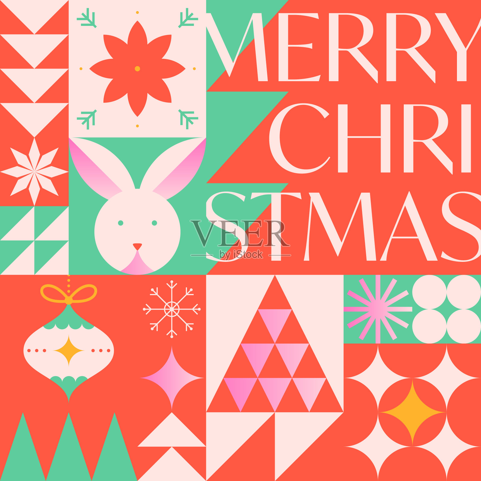 圣诞和新年快乐贺卡模板插画图片素材