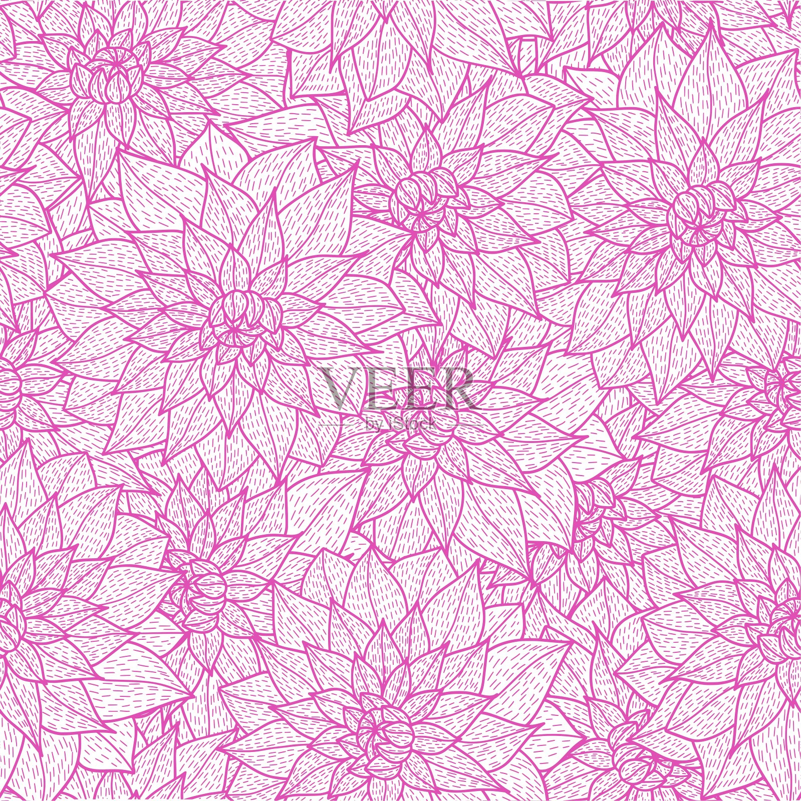 大丽花线细节无缝图案。适用于背景,壁纸,织物,纺织品,包装纸,印刷材料,和更多。插画图片素材