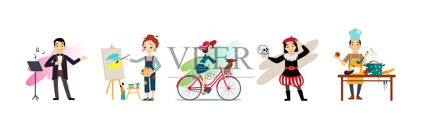 人物角色做不同的活动和插画图片素材