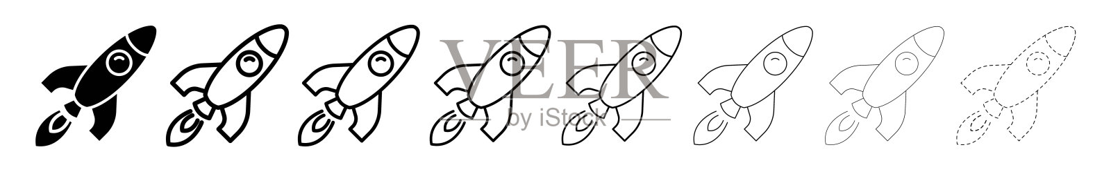 一套火箭线形状,细线设计矢量插图插画图片素材
