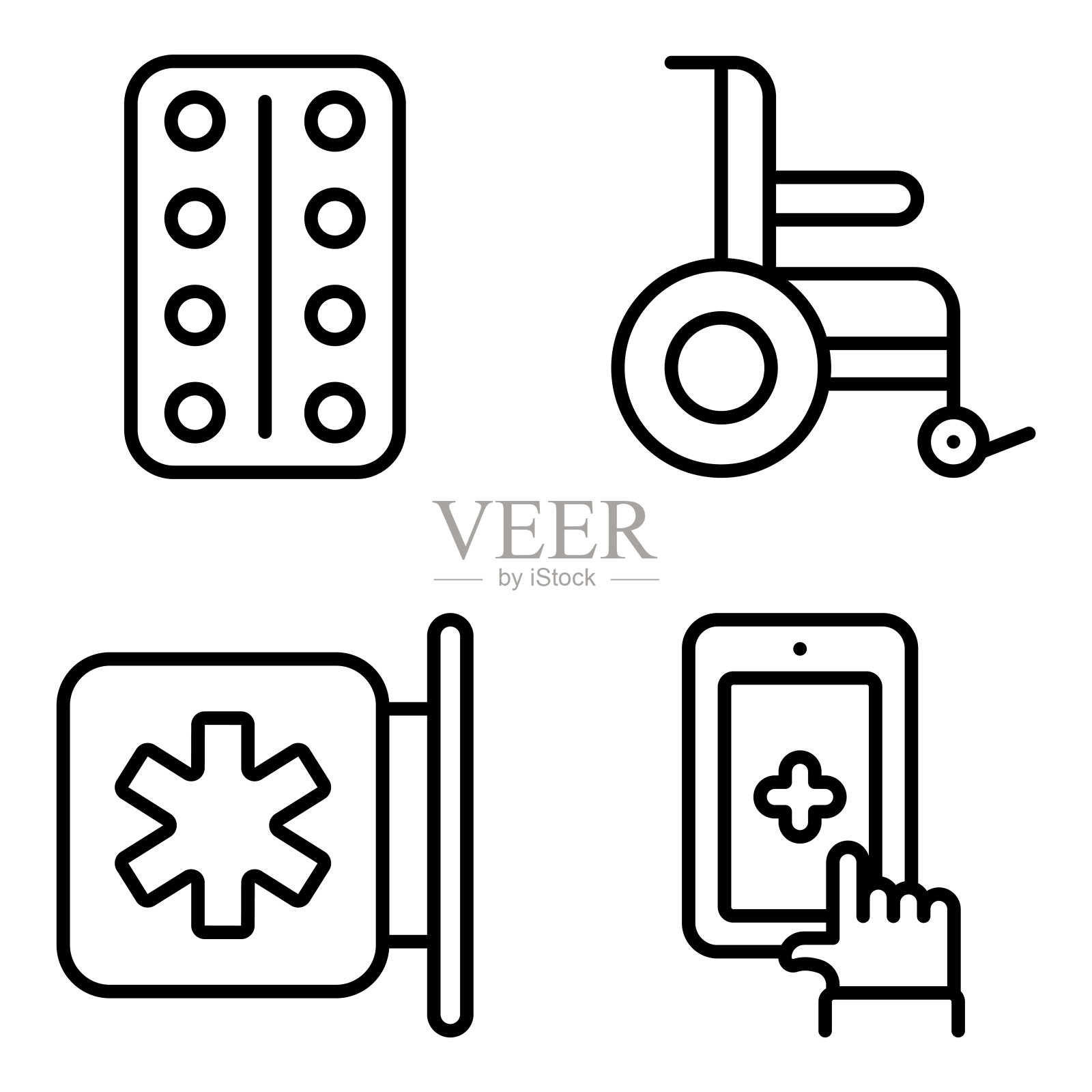 医疗保健线性图标包插画图片素材