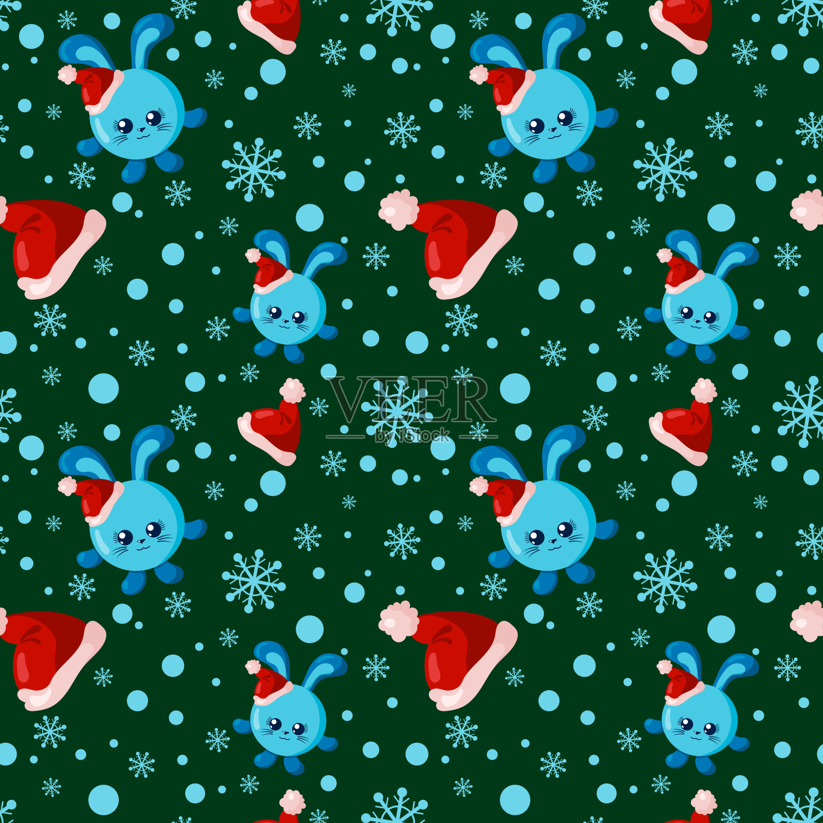 有趣的卡哇伊圣诞庆祝活动有无缝图案背景。插画图片素材