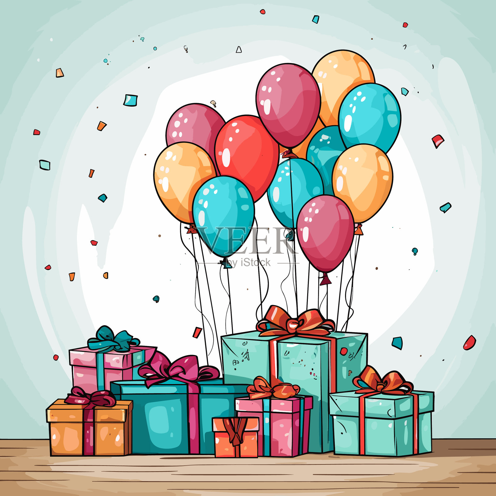 生日派对手绘漫画生日派对插画图片素材