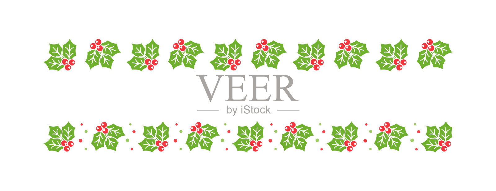 圣诞主题装饰边界和文本分隔集,槲寄生图案。矢量插图。插画图片素材