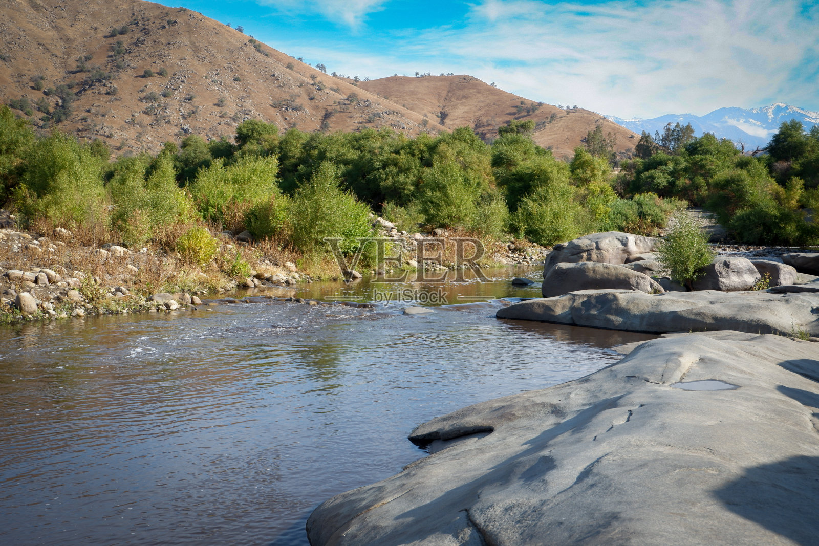 晴天的河岸照片摄影图片