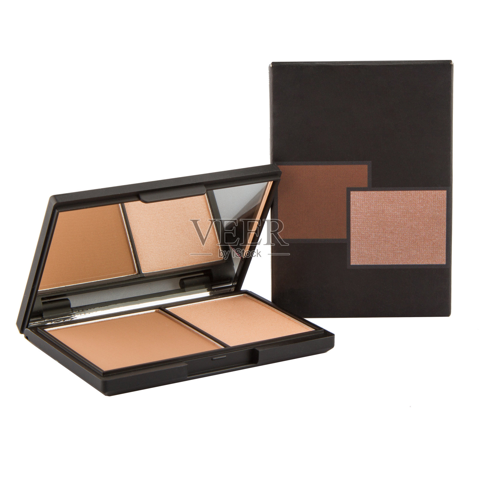 化妆产品脸部雕刻与刷孤立在白色背景。照片摄影图片