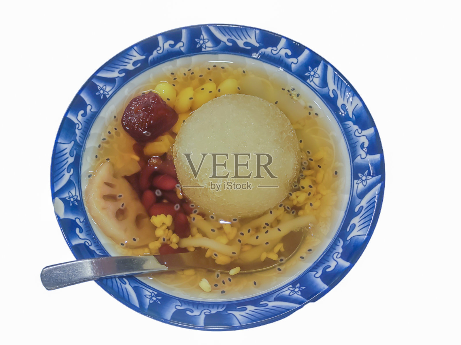 什锦豆和大麦糖浆。孤立在白色背景上。照片摄影图片