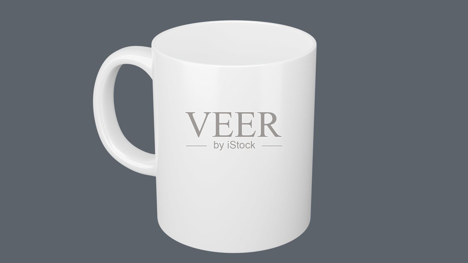 11盎司白色马克杯在孤立的背景。照片摄影图片