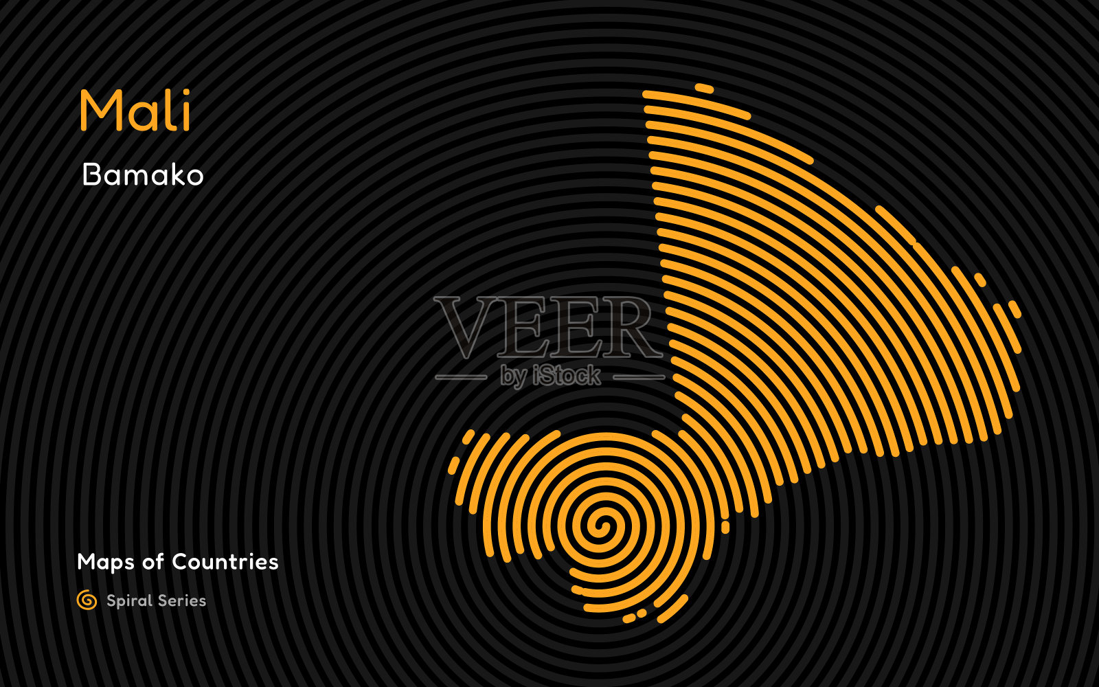 马里政治地图的创意。首都巴马科。插画图片素材