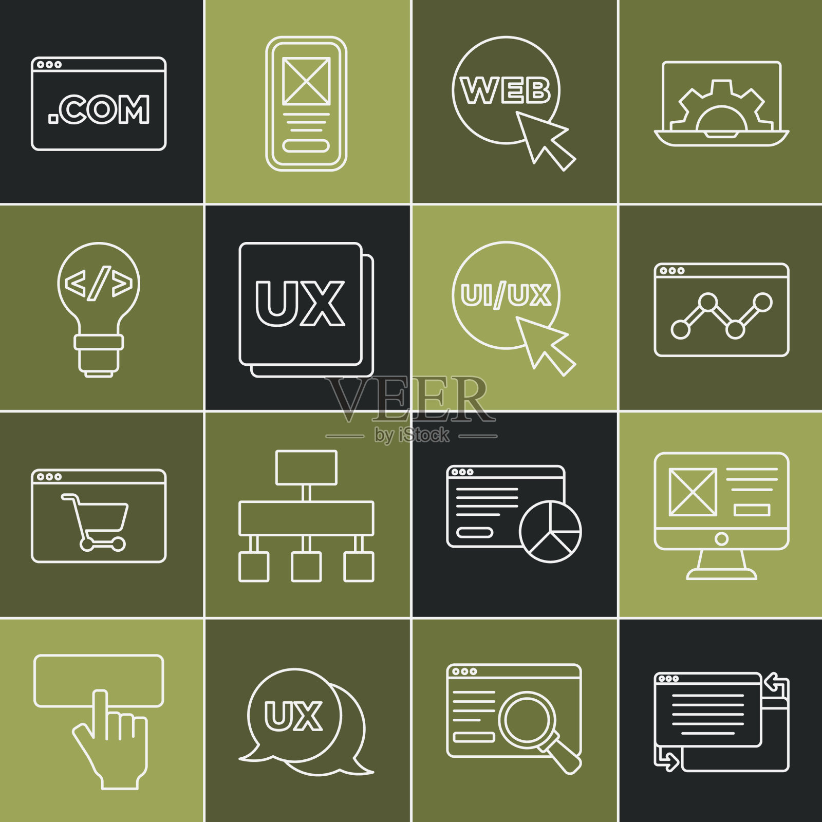 设置行UI或ux设计网站统计和插画图片素材