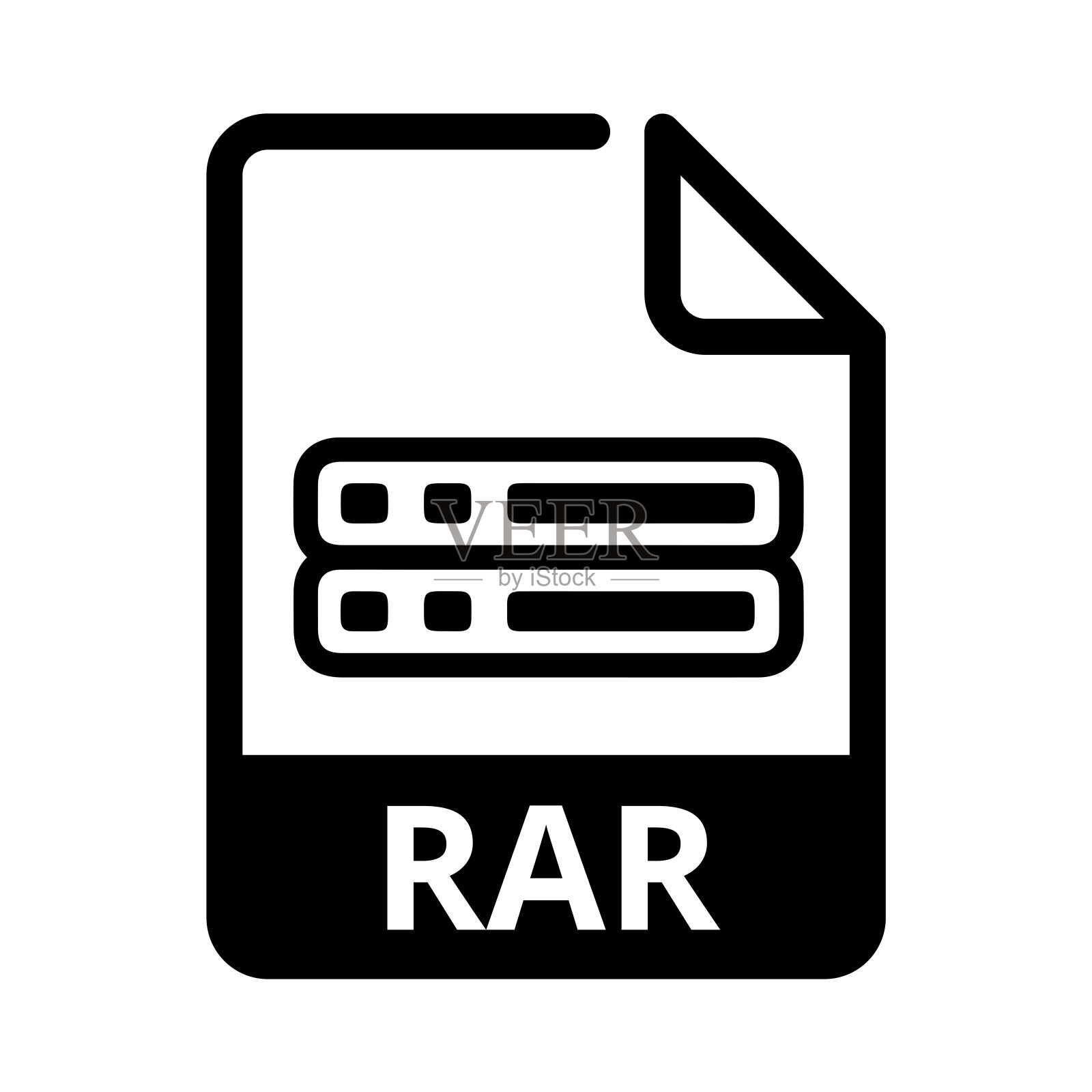 RAR文件图标。矢量文件格式。RAR文件扩展现代平面设计插画图片素材