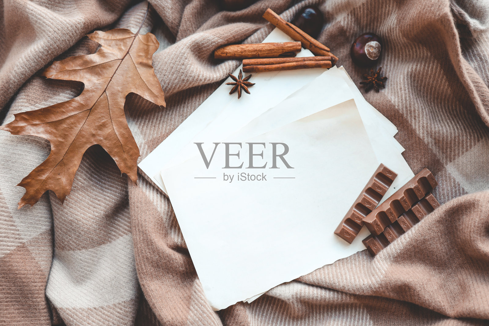 在秋天的装饰中,用手工纸贴出你的文字照片摄影图片