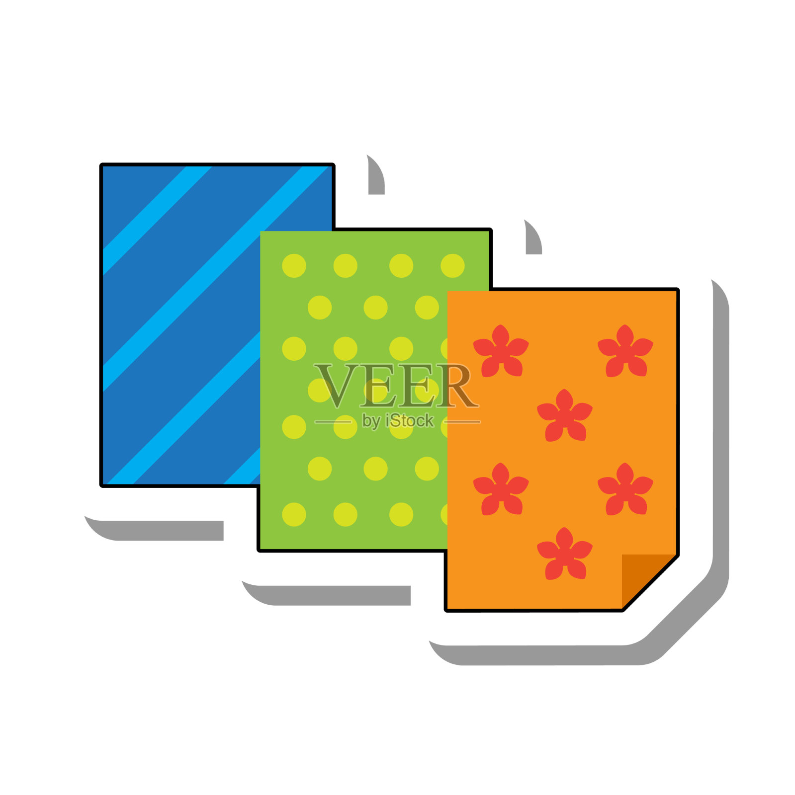 纺织品样品的面料平纸贴纸图标插画图片素材